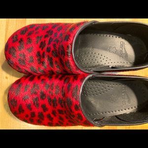 Fabulous Red Leopard Dansko Clogs